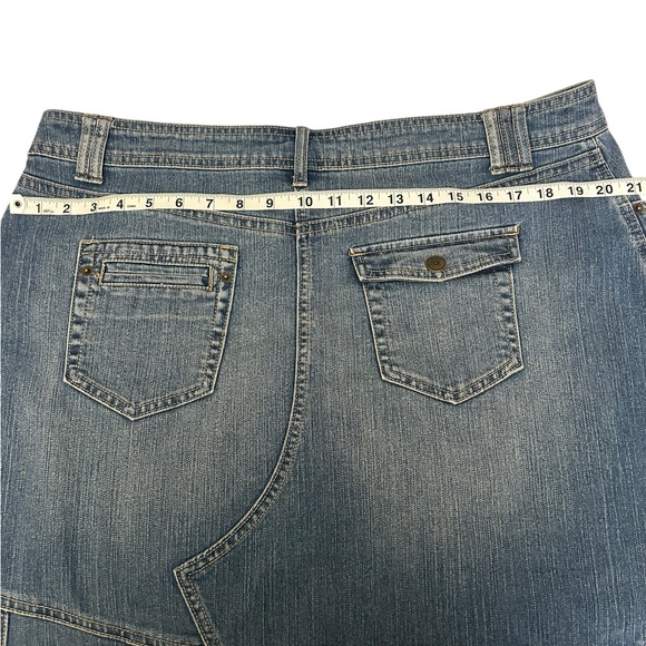 GITANO Vintage Y2K Denim Flare Midi Patchwork Skirt Western Rodeo Cowgirl 18W - Picture 7 of 10